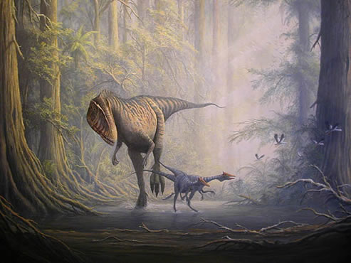 Carcharodontosaurus and Ornithomimid