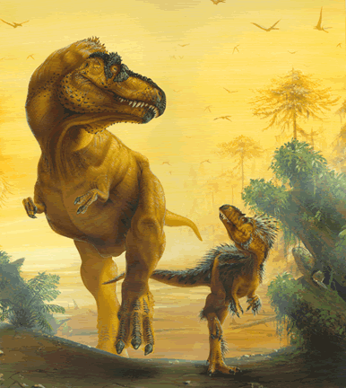 Tyrannosaurus rex and  Juvenile Dinosaur Painting