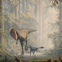 Carcharodontosaurus and Ornithomimid Painting 