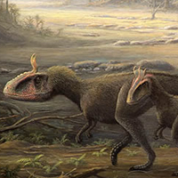 Cryolophosaurus and Dimorphodon Close Up Painting