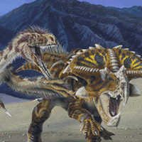 Velociraptor and Protoceratops  Dinosaur Painting